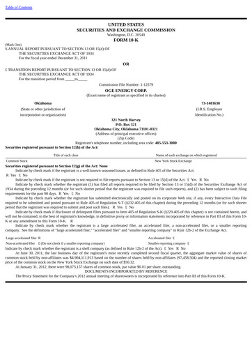 Miniature OGE Energy
 Rapport annuel 2011