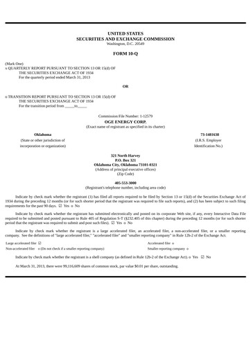 Thumbnail OGE Energy
 Quarterly Report 2013-q1