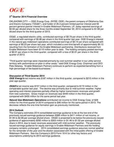 Thumbnail OGE Energy
 Quarterly Report 2014-q3