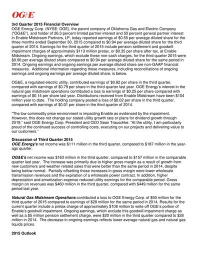 Thumbnail OGE Energy
 Quarterly Report 2015-q3