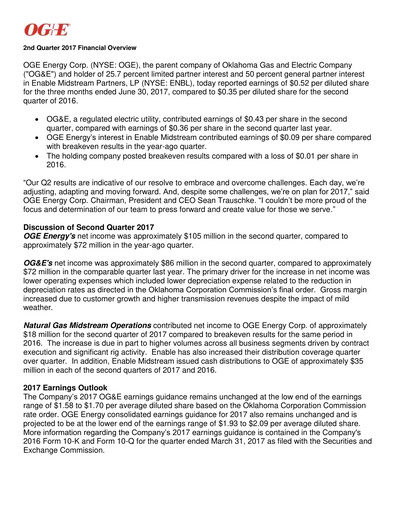 Thumbnail OGE Energy
 Quarterly Report 2017-q2