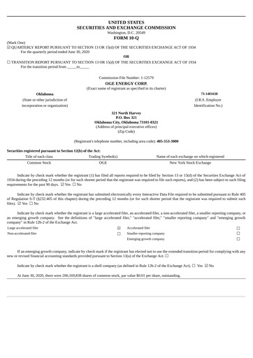 Thumbnail OGE Energy
 Quarterly Report 2020-q2