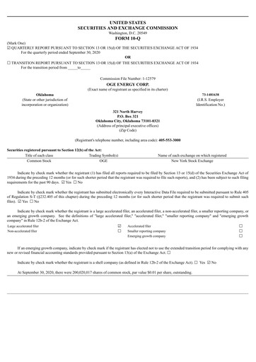 Thumbnail OGE Energy
 Quarterly Report 2020-q3