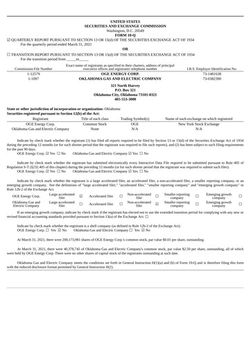 Thumbnail OGE Energy
 Quarterly Report 2021-q1