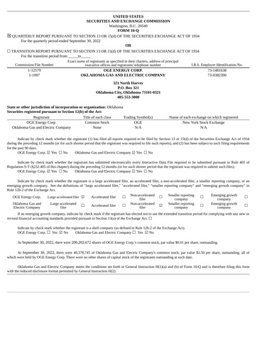Thumbnail OGE Energy
 Quarterly Report 2022-q3