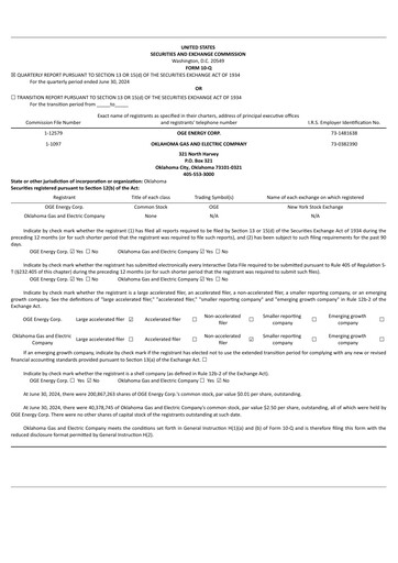 Thumbnail OGE Energy
 Quarterly Report 2024-q2