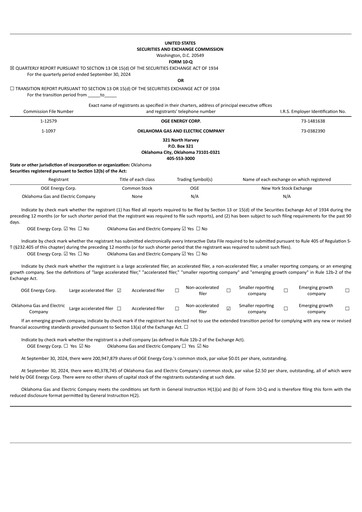 Thumbnail OGE Energy
 Quarterly Report 2024-q3