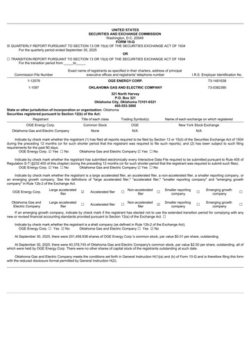 Thumbnail OGE Energy
 Quarterly Report 2025-q3