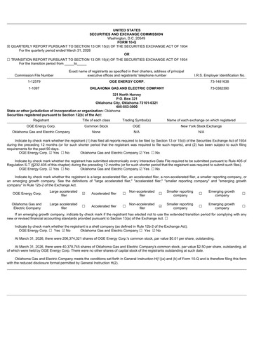 Thumbnail OGE Energy
 Quarterly Report 2026-q1