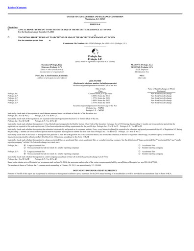 Thumbnail Prologis Annual Report 2014