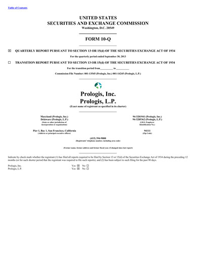 Thumbnail Prologis Quarterly Report 2013-q3