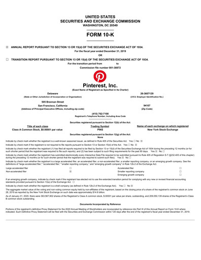 Thumbnail Pinterest Financial Report 2019