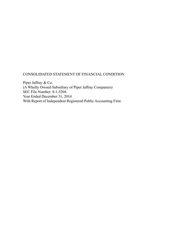 Thumbnail Piper Sandler
 Financial Statement 2014