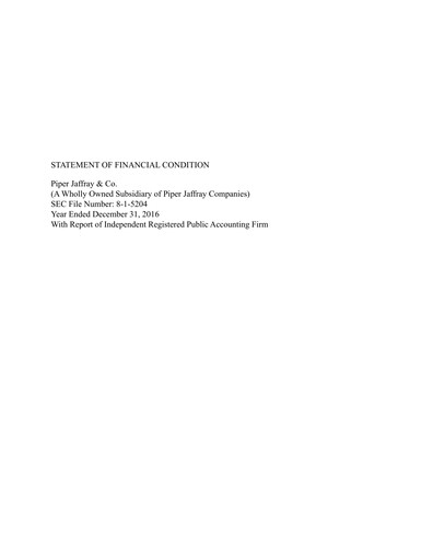 Thumbnail Piper Sandler
 Financial Statement 2016