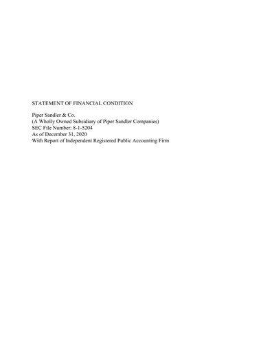 Thumbnail Piper Sandler
 Financial Statement 2020