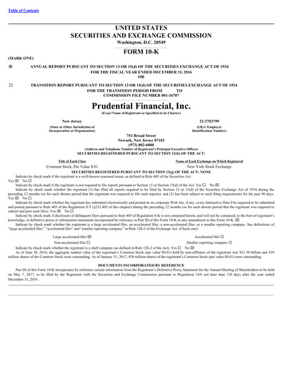 Thumbnail Prudential Financial Annual Report 2016