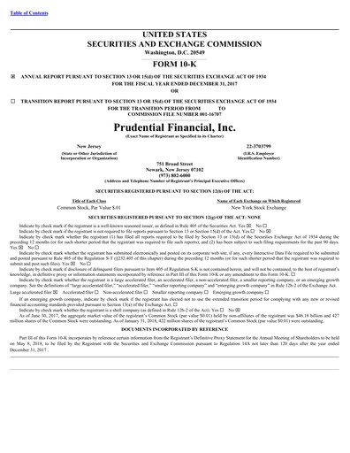 Thumbnail Prudential Financial Annual Report 2017