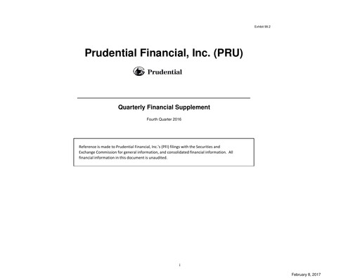 Vorschaubild Prudential Financial Quartalsbericht 2016-q4