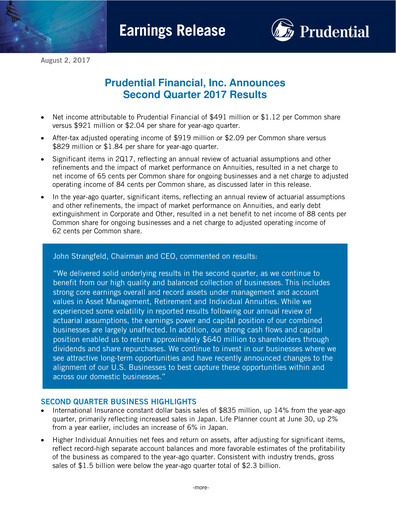 Vorschaubild Prudential Financial Quartalsbericht 2017-q2