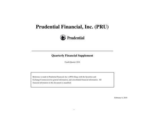 Vorschaubild Prudential Financial Quartalsbericht 2018-q4