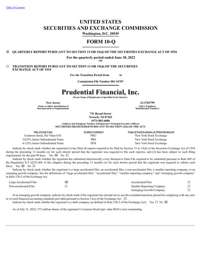 Vorschaubild Prudential Financial Quartalsbericht 2022-q2