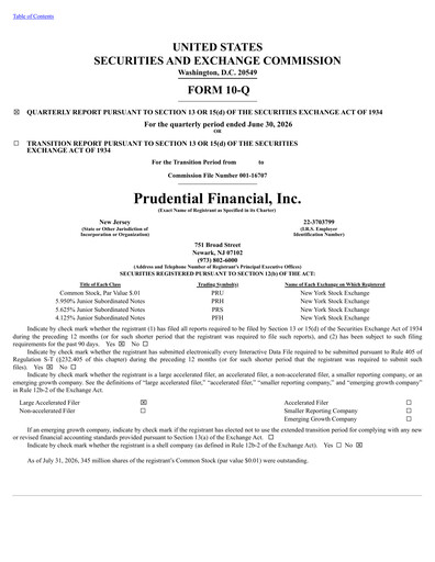 Vorschaubild Prudential Financial Quartalsbericht 2026-q2
