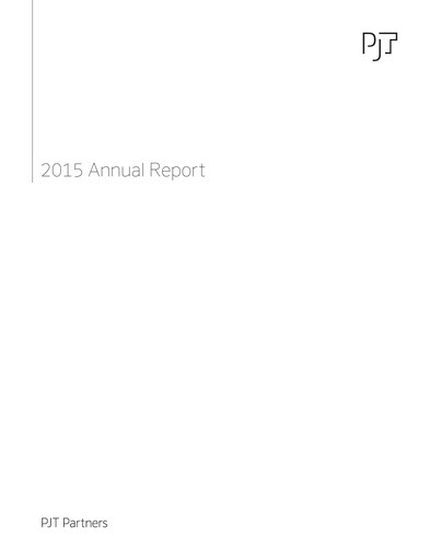 Thumbnail PJT Partners
 Annual Report 2015
