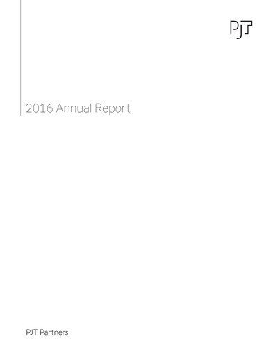 Thumbnail PJT Partners
 Annual Report 2016