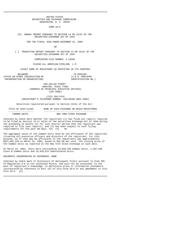 Thumbnail Plains All American Pipeline Annual Report 2000