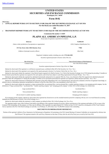 Thumbnail Plains All American Pipeline Annual Report 2017