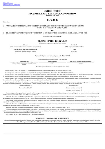 Thumbnail Plains All American Pipeline Annual Report 2022