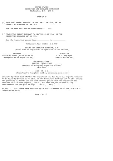 Thumbnail Plains All American Pipeline Quarterly Report 1999-q1