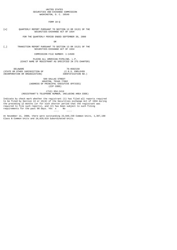 Thumbnail Plains All American Pipeline Quarterly Report 2000-q3