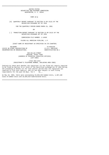 Thumbnail Plains All American Pipeline Quarterly Report 2001-q1