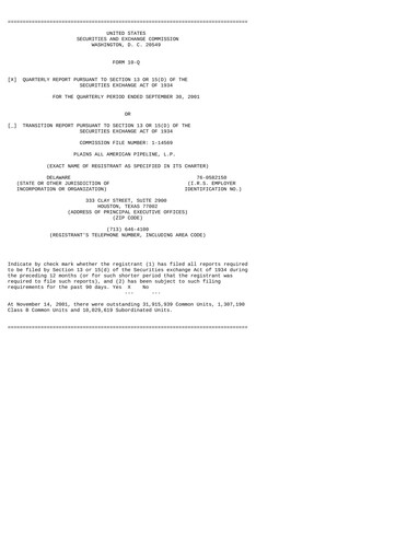 Thumbnail Plains All American Pipeline Quarterly Report 2001-q3