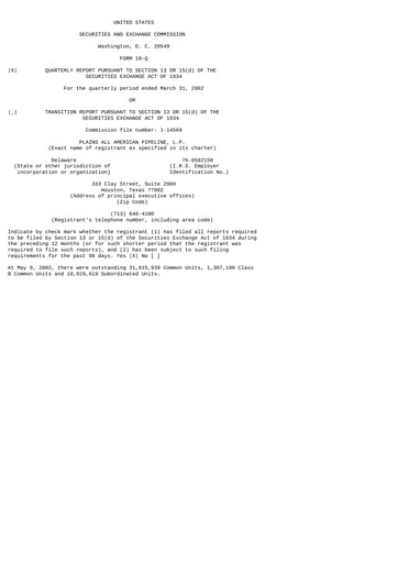 Thumbnail Plains All American Pipeline Quarterly Report 2002-q1