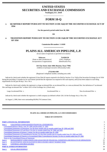 Thumbnail Plains All American Pipeline Quarterly Report 2006-q2