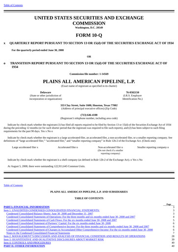 Thumbnail Plains All American Pipeline Quarterly Report 2008-q2