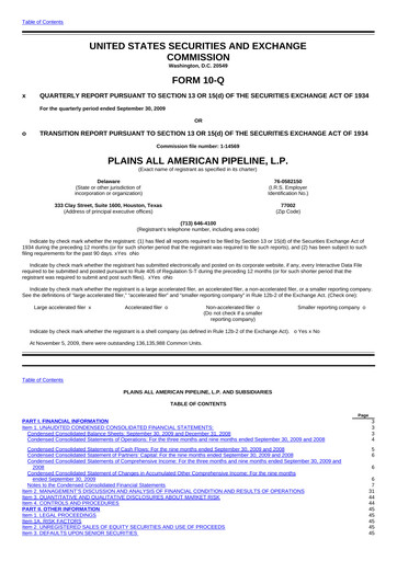 Thumbnail Plains All American Pipeline Quarterly Report 2009-q3