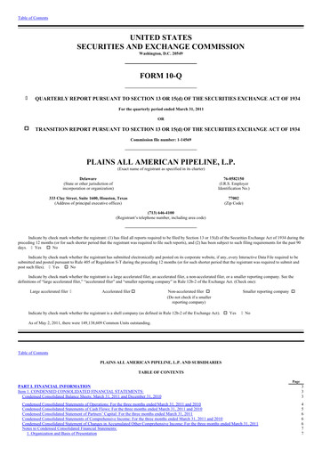 Thumbnail Plains All American Pipeline Quarterly Report 2011-q1