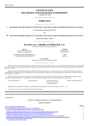 Thumbnail Plains All American Pipeline Quarterly Report 2011-q2