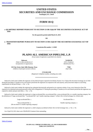 Thumbnail Plains All American Pipeline Quarterly Report 2013-q1
