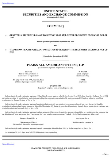 Thumbnail Plains All American Pipeline Quarterly Report 2013-q3