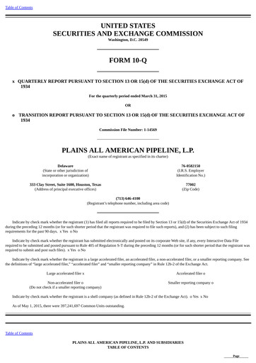 Thumbnail Plains All American Pipeline Quarterly Report 2015-q1