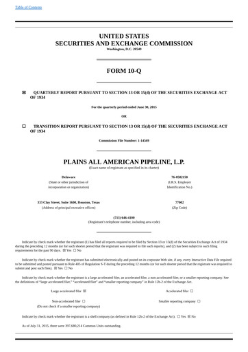 Thumbnail Plains All American Pipeline Quarterly Report 2015-q2