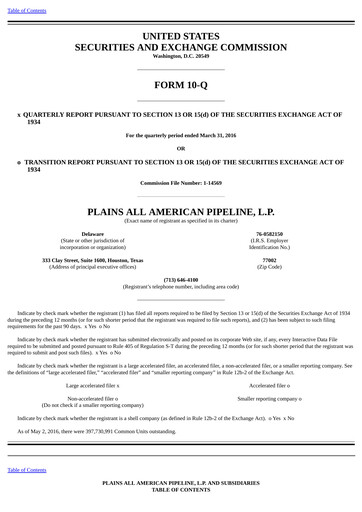 Thumbnail Plains All American Pipeline Quarterly Report 2016-q1