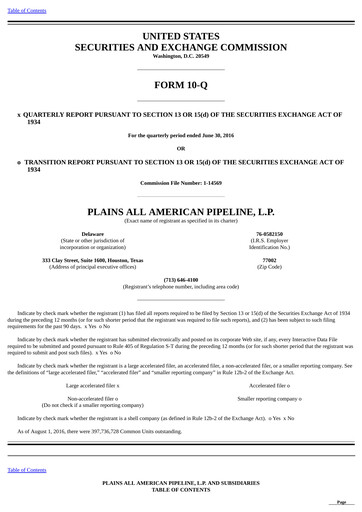 Thumbnail Plains All American Pipeline Quarterly Report 2016-q2