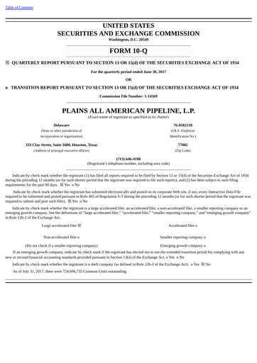 Thumbnail Plains All American Pipeline Quarterly Report 2017-q2