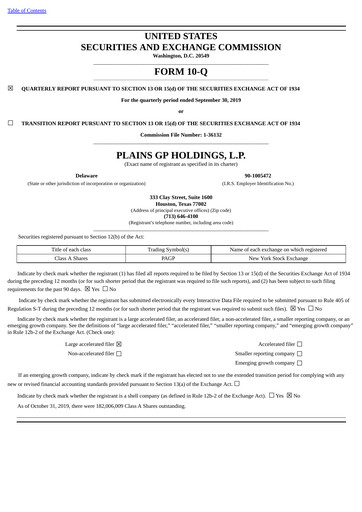 Thumbnail Plains All American Pipeline Quarterly Report 2019-q3