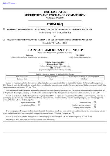 Thumbnail Plains All American Pipeline Quarterly Report 2021-q2